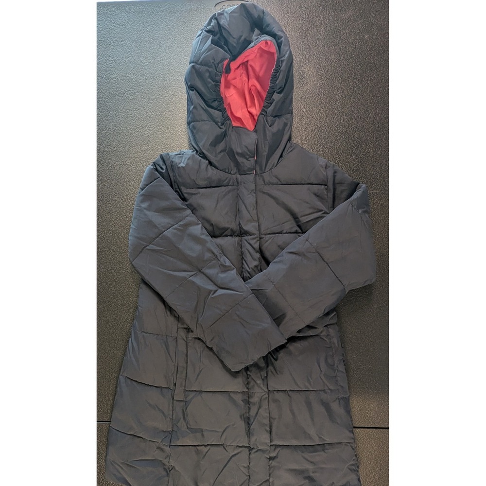 Crewcuts J.Crew Girls Navy Blue Puffer Parka Jacket Pink Lining Size 8